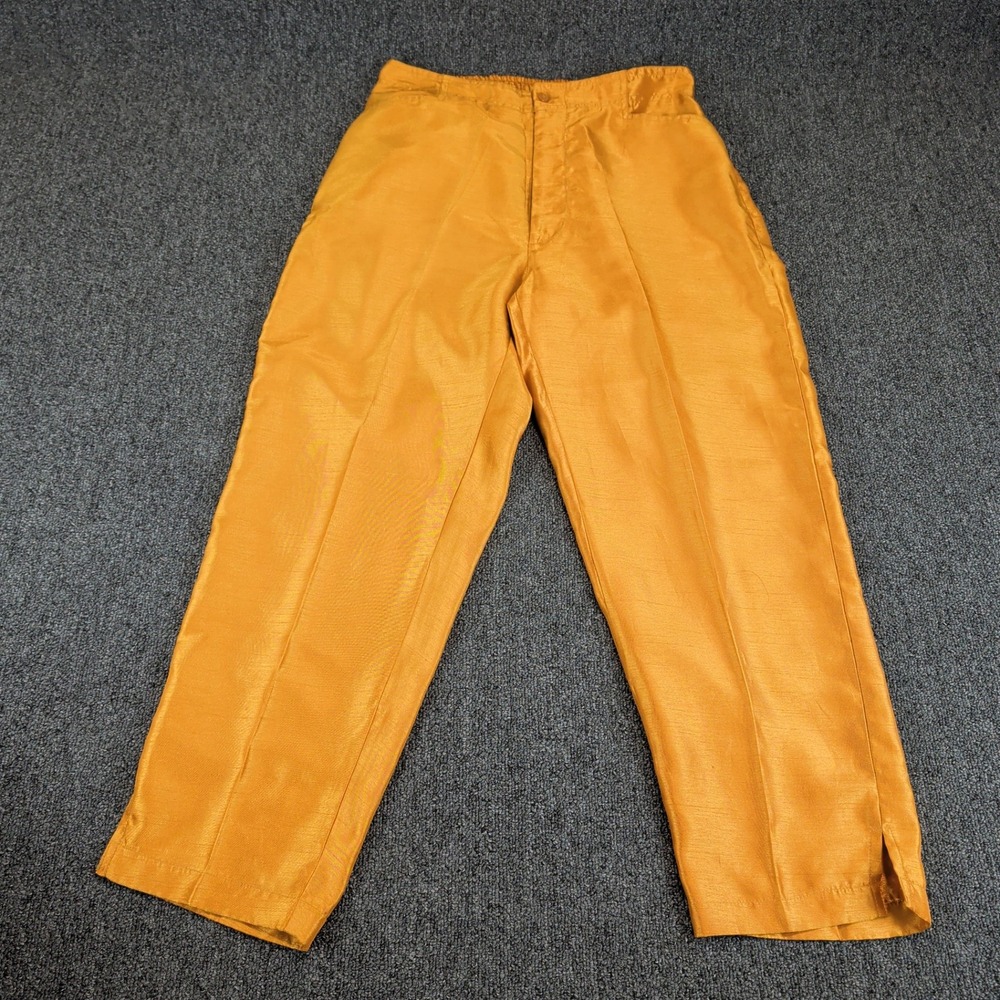 Selene Sport Womens Pants Size M Yellow Polyester Silk Look High Rise Boho VTG — photo 2